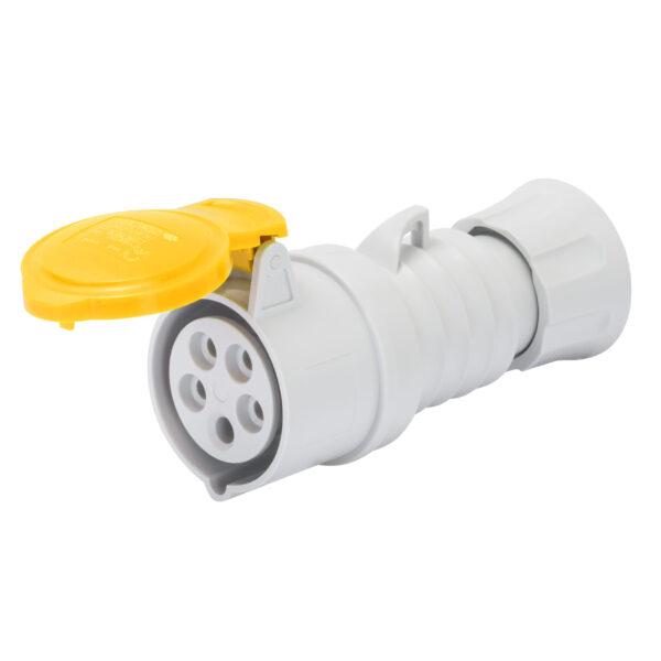 Priza mobila industriala IP44/IP54 - 3P+N+E 32A 100-130V 50/60HZ - Galben - 4H - Cablaj cu Surub