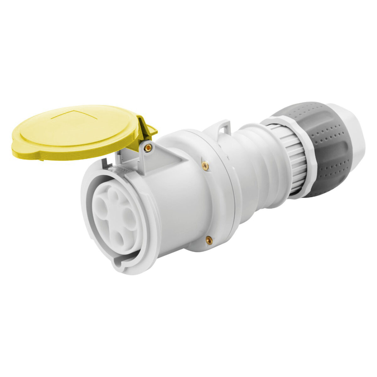 Priza mobila industriala IP44/IP54 - 3P+N+E 63A 100-130V 50/60HZ - Galben - 4H - Terminal Manta