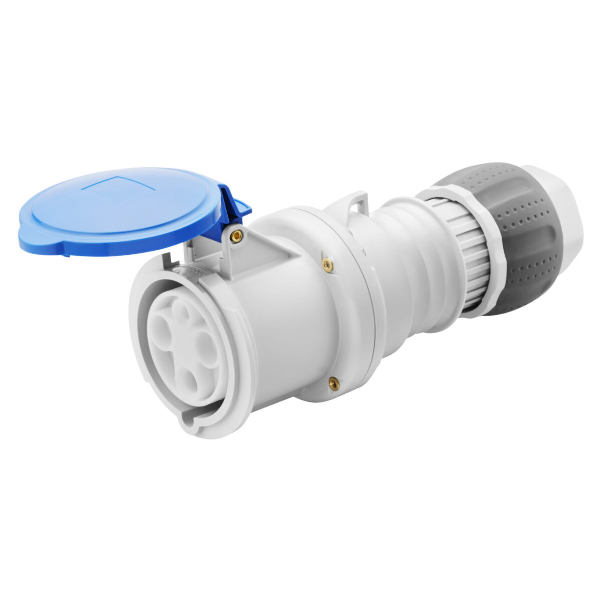 Priza mobila industriala IP44/IP54 - 3P+N+E 63A 200-250V 50/60HZ - Albastru - 9H - Terminal Manta