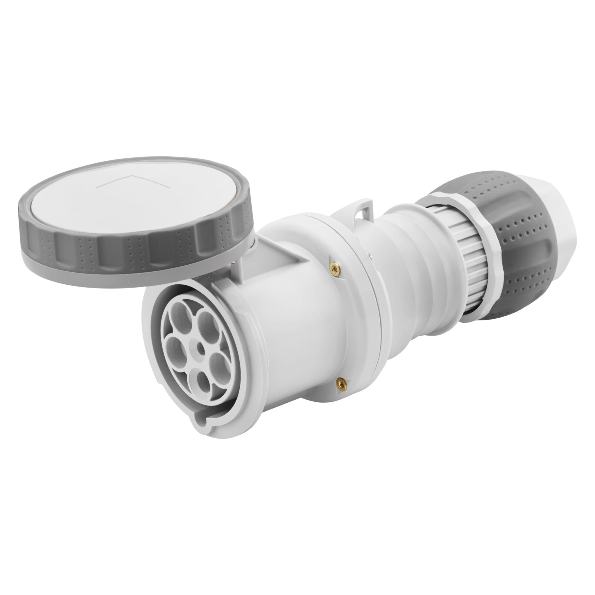 Priza mobila industriala IP66/IP67/IP68/IP69 - 3P+N+E - 63A - >250V - C.C. - Gri - 8H - Terminal Manta