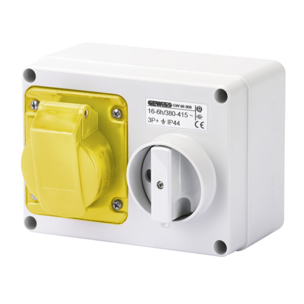 Priza Orizontala Interblocata Fixa 3P+N+E 32A 100-130V - 50/60HZ 4H - IP44