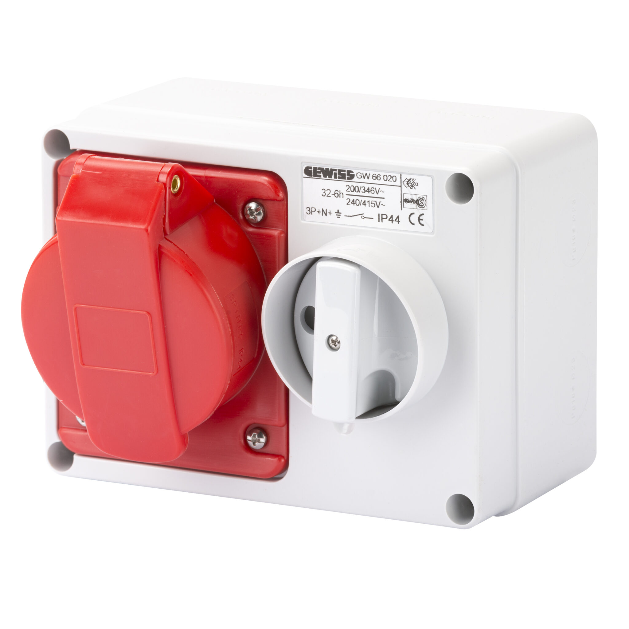 Priza Orizontala Interblocata Fixa 3P+N+E 32A 346-415V - 50/60HZ 6H - IP44
