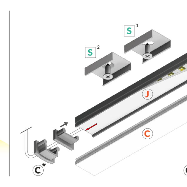 Profil LED BEGTON12 J/S 3000 mm - Alb vopsit - TOPMET