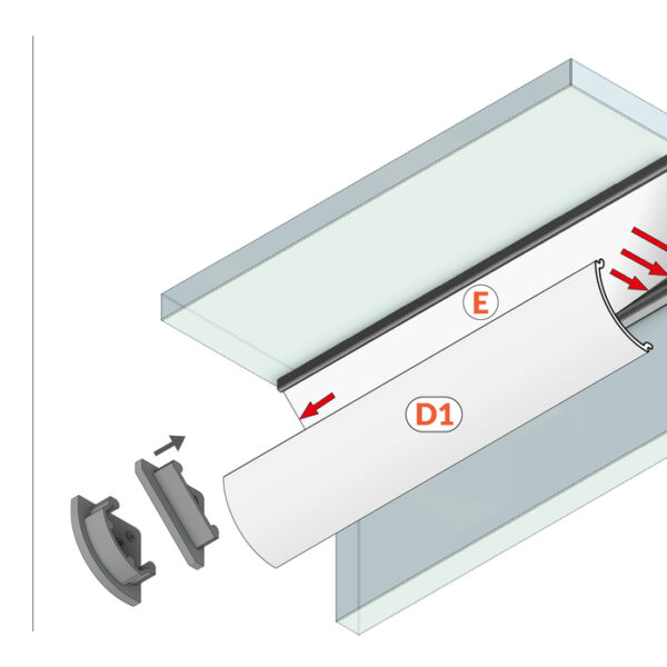 Profil LED CABI12 D1E 3000 mm - Negru anodizat - TOPMET
