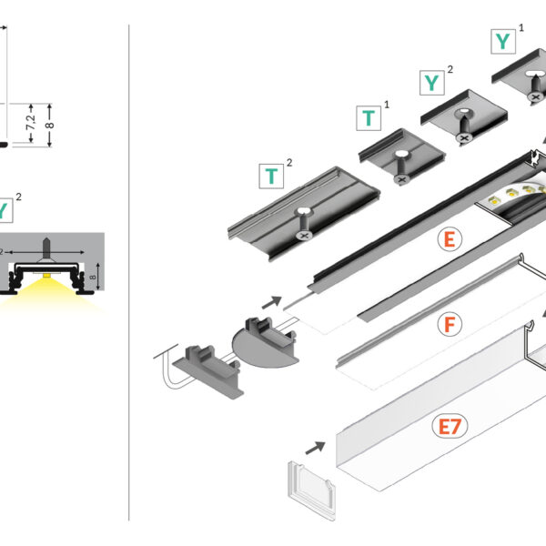 Profil LED GROOVE14 EE7F/TY 3000 mm - Negru anodizat - TOPMET