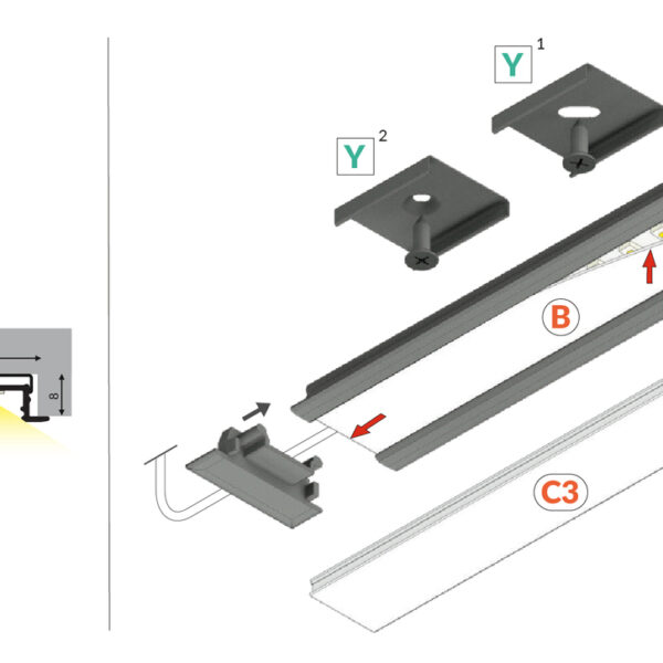 Profil LED GROOVE14.v2 BC3/Y 4050 mm - Aluminiu natur - TOPMET