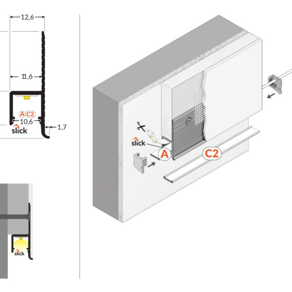 Profil LED OMNI10 AC2 PLUS 1000 mm - Anodizat - TOPMET