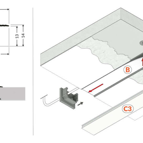 Profil LED PLANE14 IN BC3 1000 mm - Aluminiu natur - TOPMET