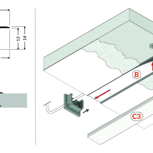 Profil LED PLANE14 IN BC3 4050 mm - Alb vopsit - TOPMET