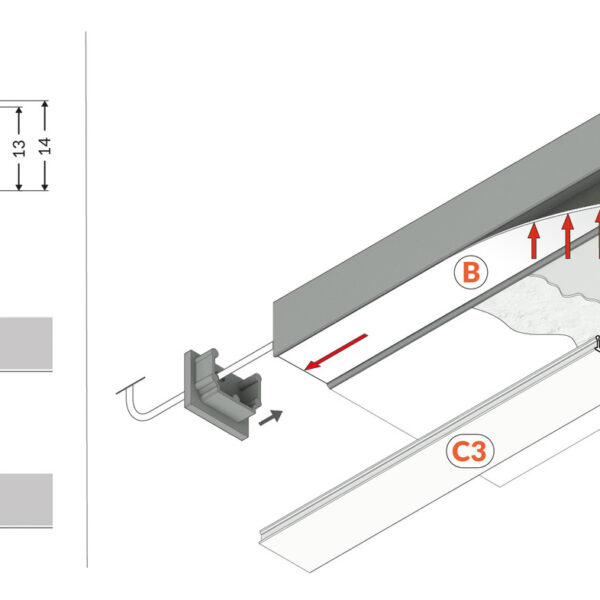Profil LED PLANE14 SIDE BC3 1000 mm - Alb vopsit - TOPMET