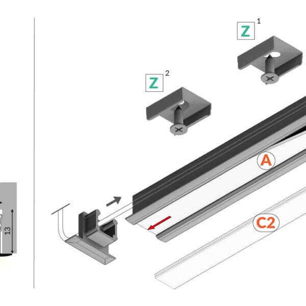 Profil LED SMART-IN10 AC2/Z 3000 mm - Aluminiu natur - TOPMET