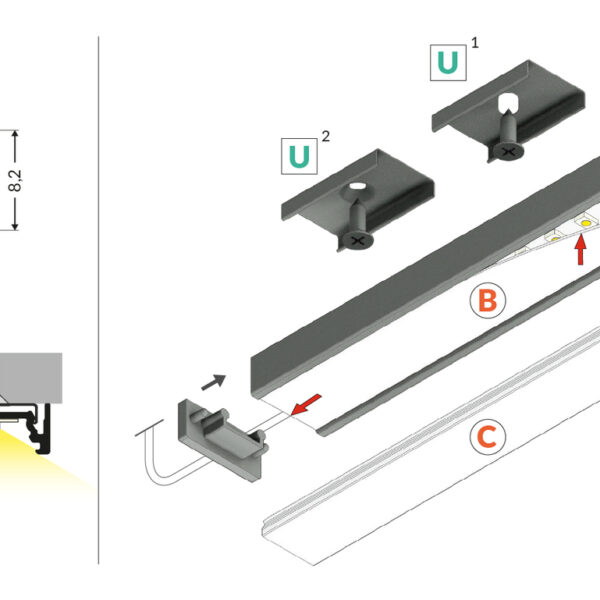 Profil LED SURFACE10.v2 BC/U 4050 mm - Anodizat - TOPMET
