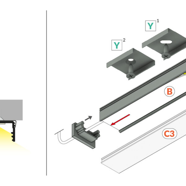 Profil LED UNI14 BC3/Y 4050 mm - Aluminiu natur - TOPMET