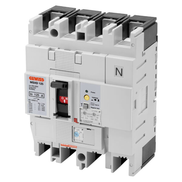 Protectie la Curent Rezidual Msxd 125-MCCB' S - Eliberare Termica si Magnetica Fixa Reglabila/Protectie la Curent Rezidual - 36KA 3P+N 125A 525V
