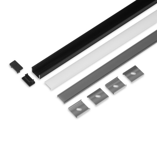 Set profil LED STANDARD UNI14 2000 Negru Anodizat + C3 click - TOPMET