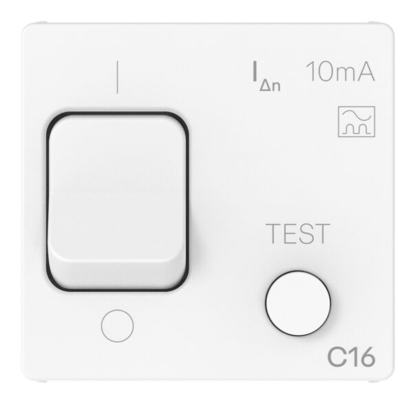 Siguranta diferentiala Curba C - Clasa A - 1P+N 16 A 230 V C.A. 10 Ma - 2 Module - Alb Lucios - System Pura