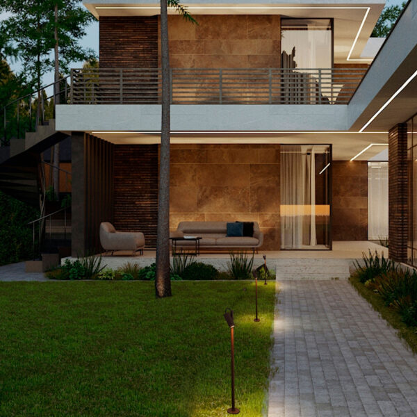 Stalp pitic (bollard) Darma 7W 3000K, Corten si Aluminiu Nova Luce