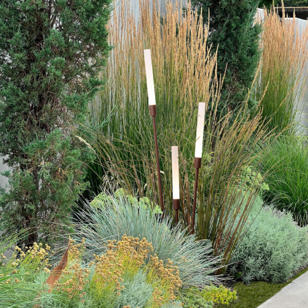Stalp pitic (bollard) Slot 4W 3000K, Corten si Aluminiu Nova Luce
