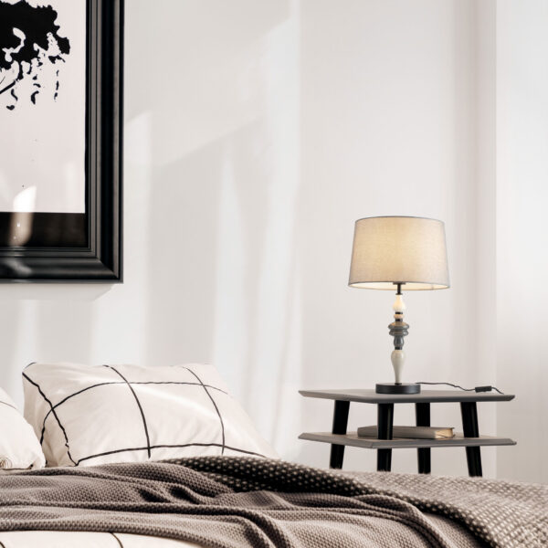 Veioza Damo 12W, Gri, Crem si Metal, Ceramica, Textil Nova Luce