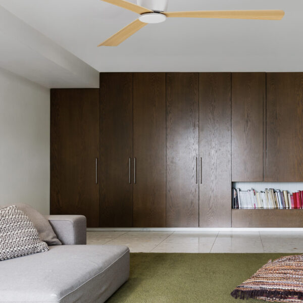 Ventilator de tavan Dell 35W, Alb, Tec si Aluminiu, Lemn Nova Luce