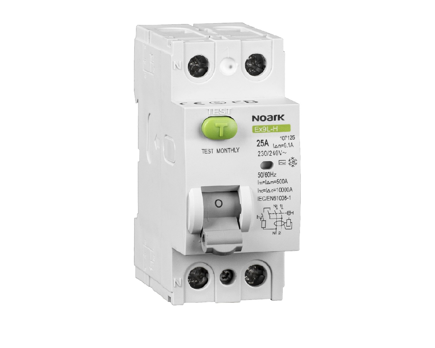 Diferential Noark Ex9L-H 2P 40A 500mA G, 40 A, 10 kA, 2P, 108270
