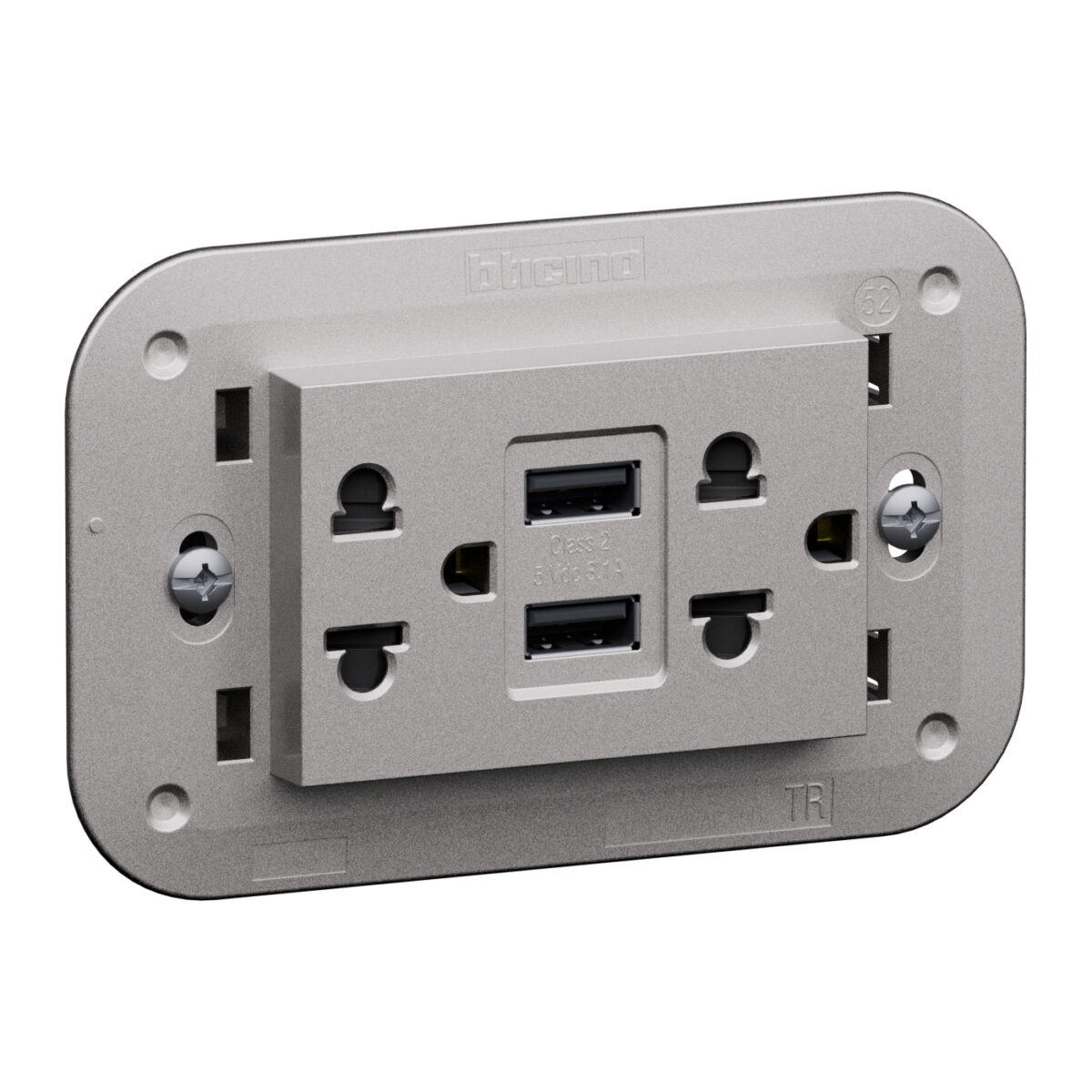 Priza standard Euro american cu incarcator USB A+A 2 P+E 16 A – 127/250 VA 3 module Bticino KS4185AA Priza standard Euro american cu incarcator USB A+A 2 P+E 16 A - 127/250 VA 3 module Bticino KS4185AA